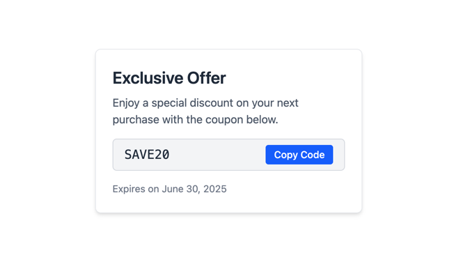 Coupon Code Card