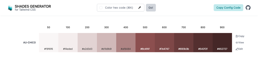 Custom Brown Color Shades Config - Tailwind Shades Generator