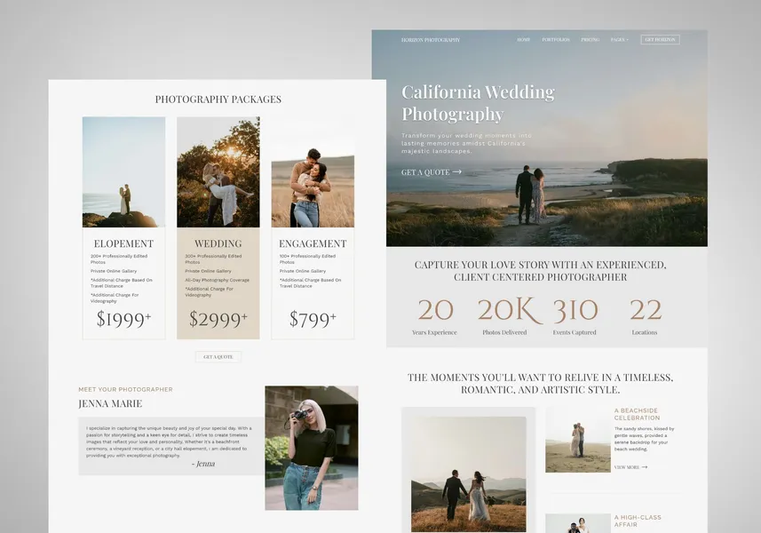 Horizon photography template with Tailwind CSS Horizon photography template