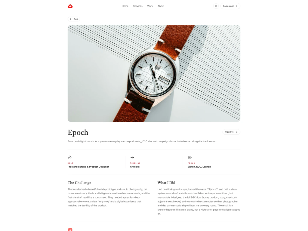 Hatch Template: Freelancer Site with shadcn/ui