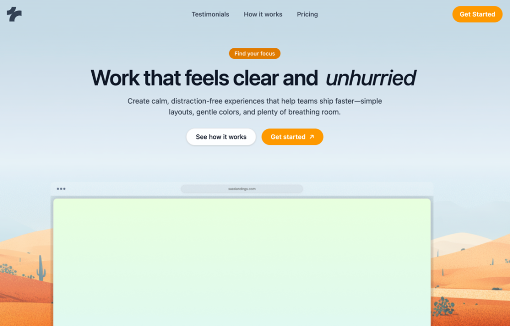 SaaS Hero with Orange Desert Background