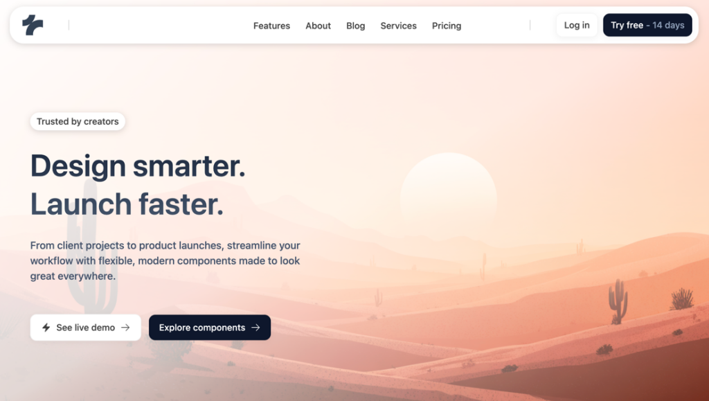 Orange Desert Hero Design: Low Horizon, Clean Sky