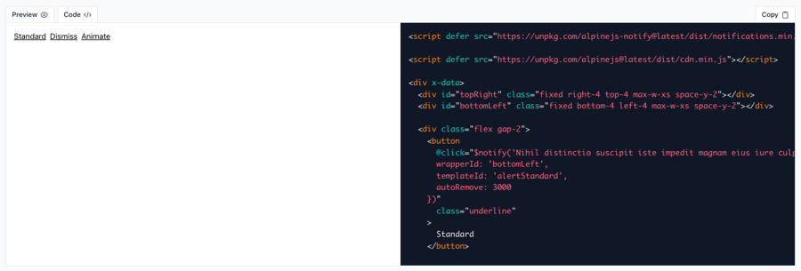 Alerts, Notifications with Alpine JS