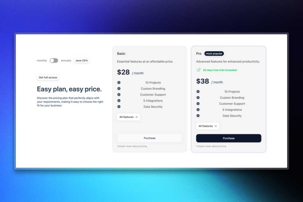 Pricing Component