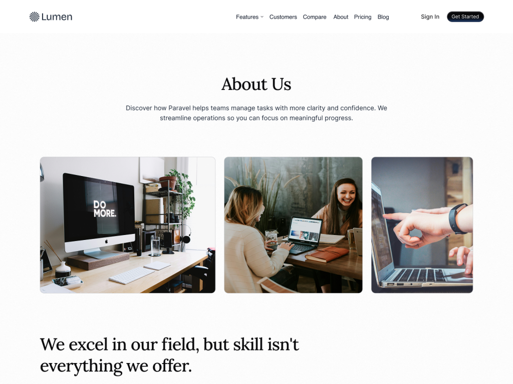 About Us Page from Lumen shadcn/ui Theme Lumen shadcn/ui Theme - About Us Page