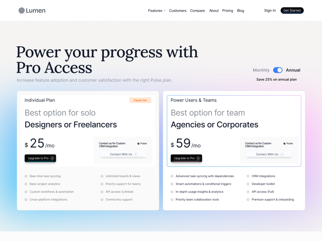 Lumen Template - Pricing Section Lumen Shadcn UI Template - Pricing Section