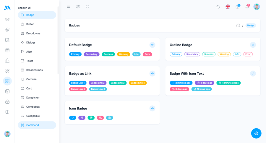 Badges - MaterialM shadcn/ui Badges - MaterialM shadcn/ui