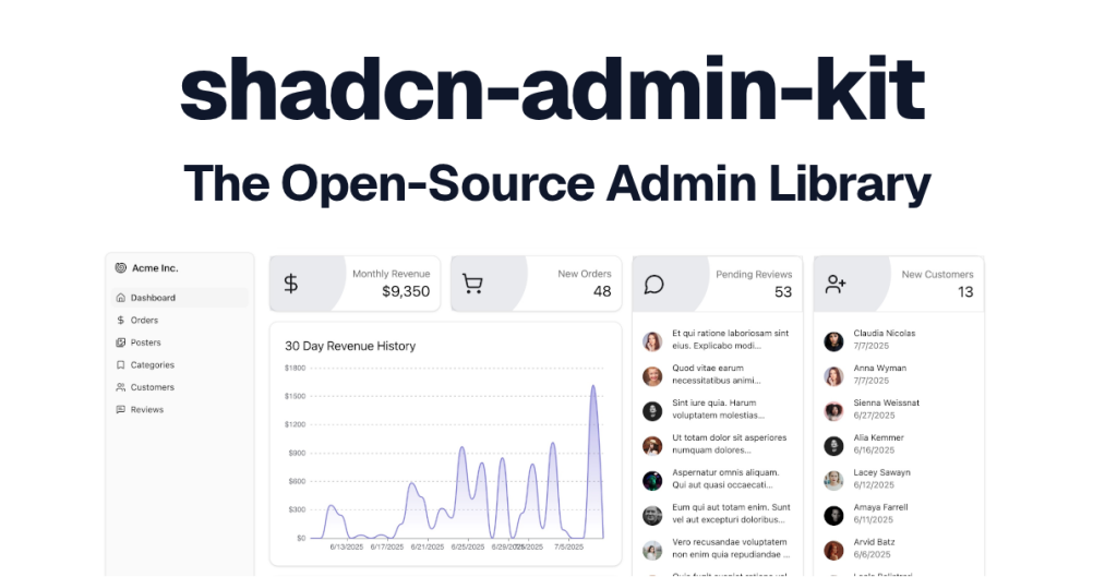 The Open-Source Admin Kit For Shadcn