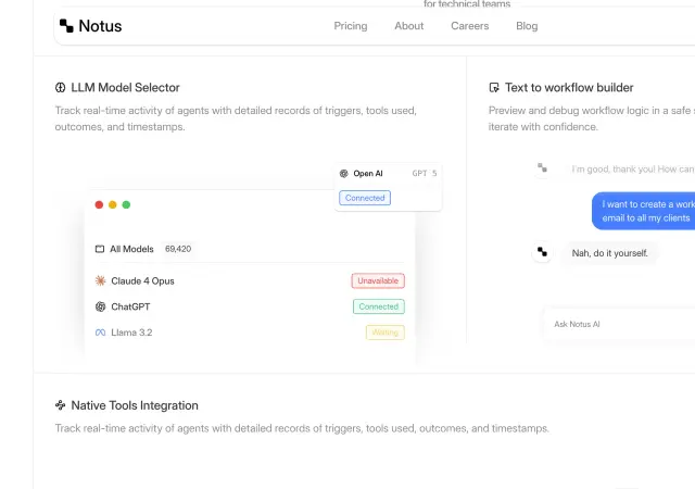Notus AI Agent Template - Features Notus AI Agent Template - Features