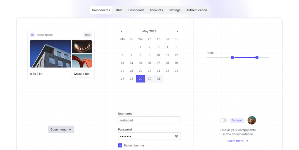 Reshaped  React Components