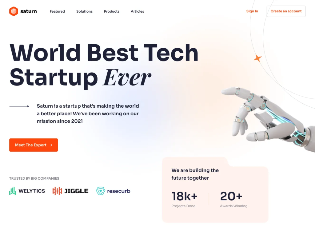 Hero Section Saturn UI Components