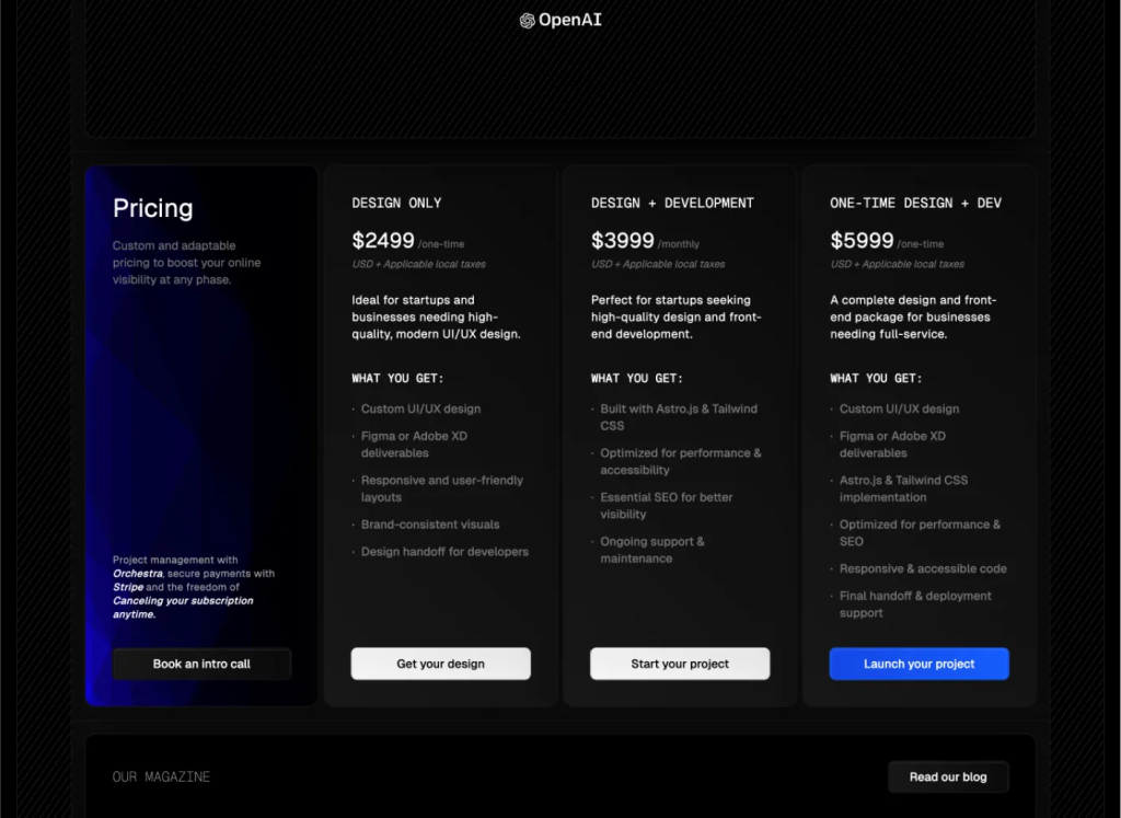 StudioMax Astro Template - Pricing StudioMax Astro Template - Pricing