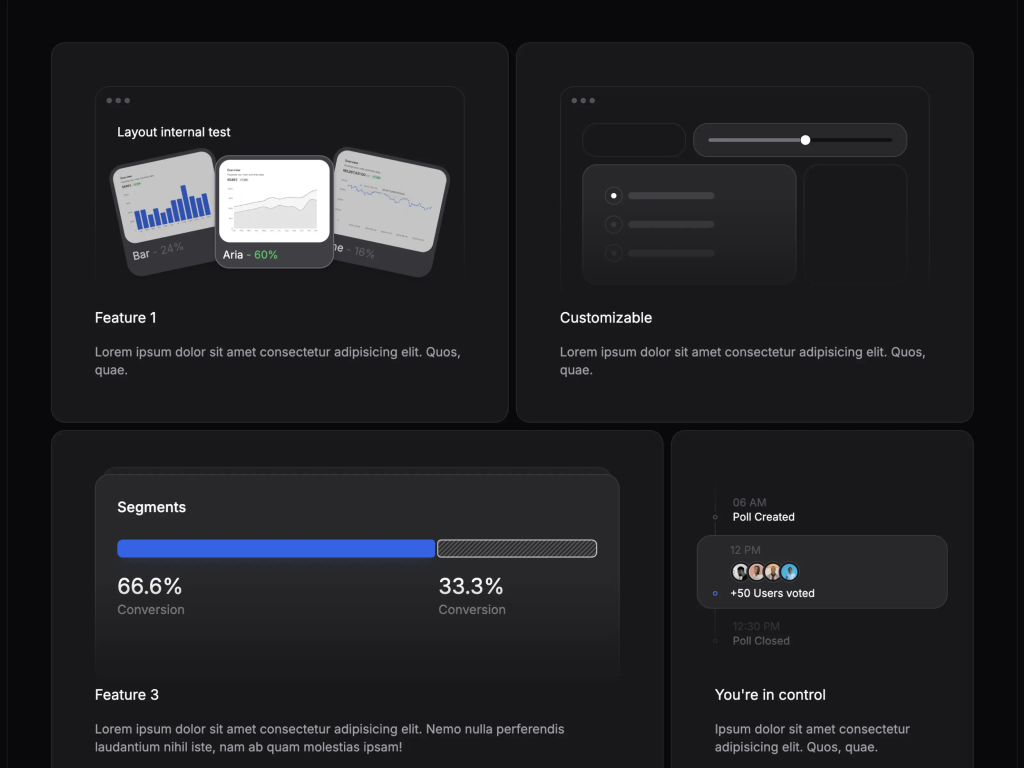 Tailus UI Bento Section with Dark Mode Tailus UI Bento Section with Dark Mode