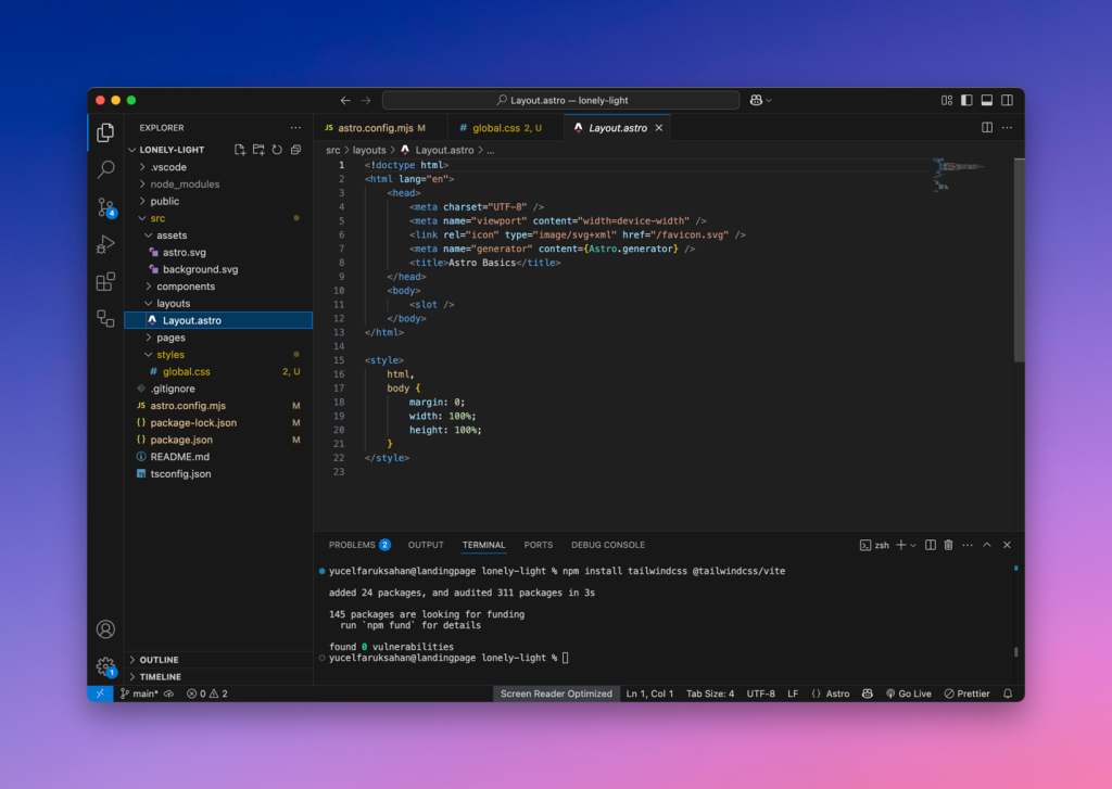 Layout.astro | Before Layout.astro | Before