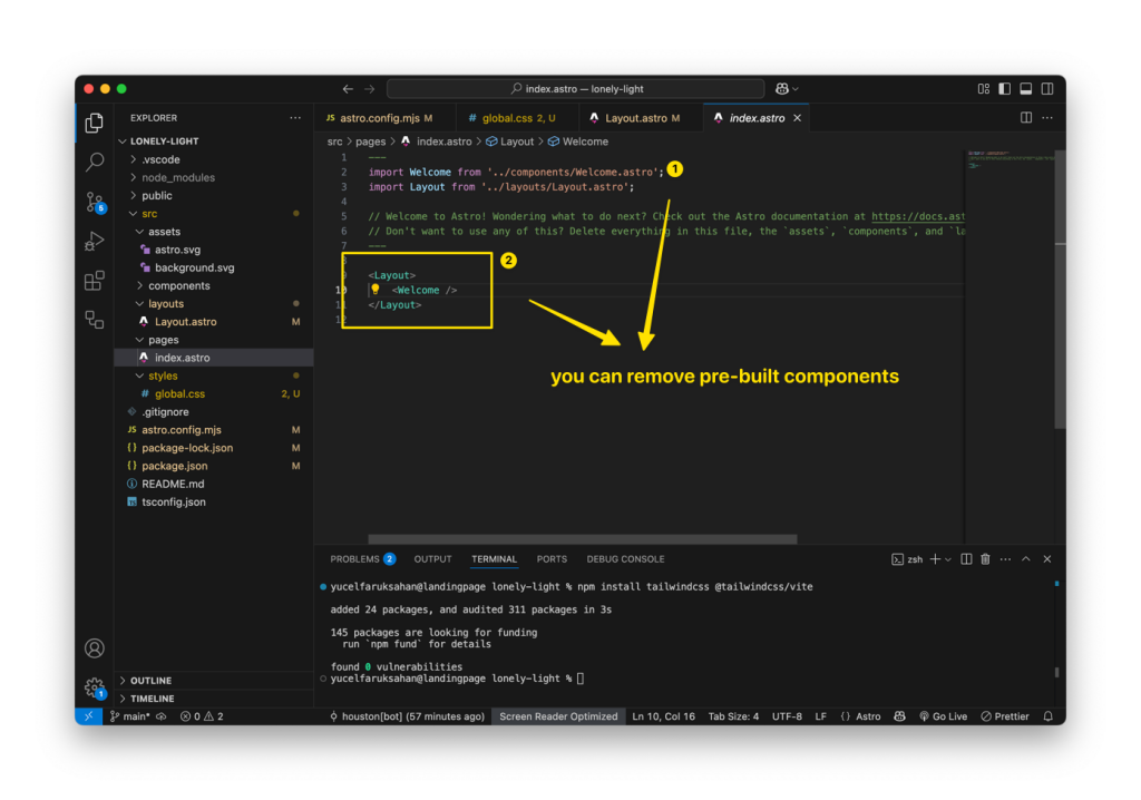Remove pre-built astro components