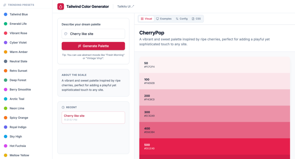 Tailwind Color Palette: Cherry Pop