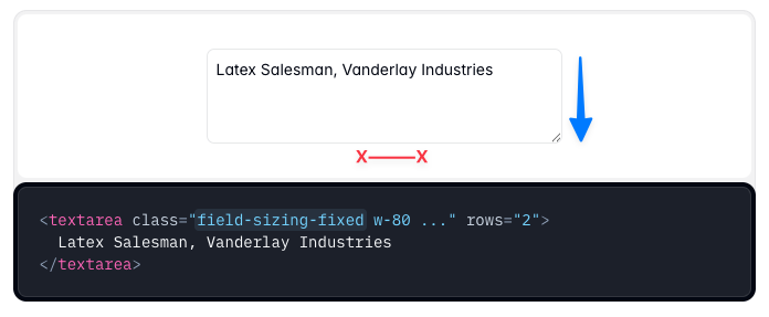Tailwind Field Size - Using a fixed size Tailwind Field Size - Using a fixed size