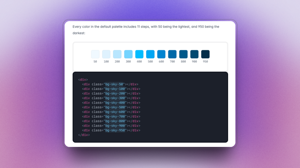 Tailwind color palette example Tailwind color palette example