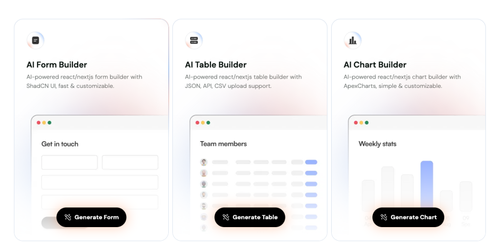 AI Form Builder - AI Table Builder - AI Chart Builder