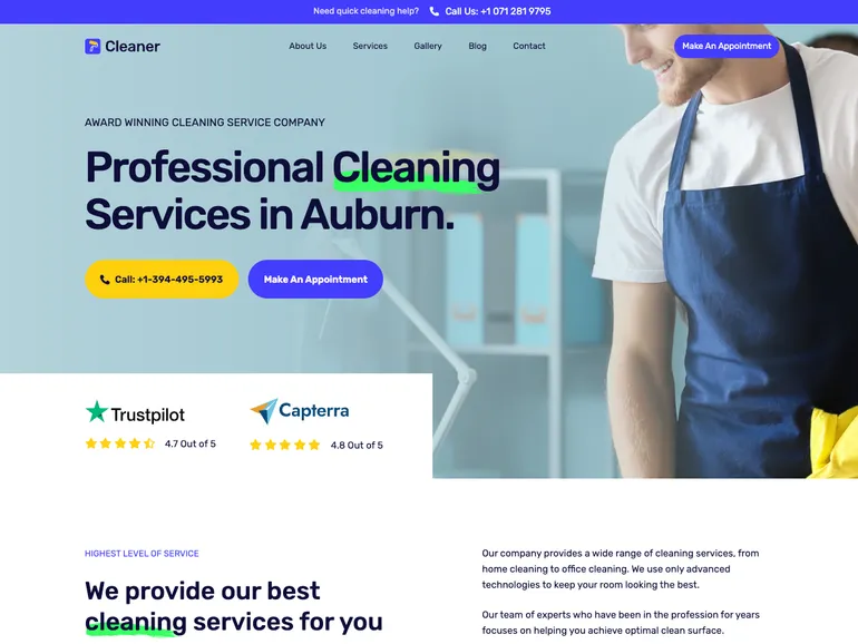 Cleaner - Professional Cleaning Website Template Professional Cleaning Website Template