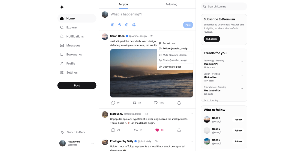 Tweetly - Tailwind CSS Social Feed Template