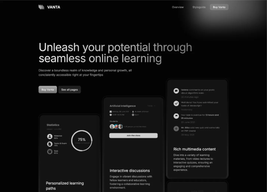 Vanta Astro Template - Feature Section Vanta Astro Template - Feature Section
