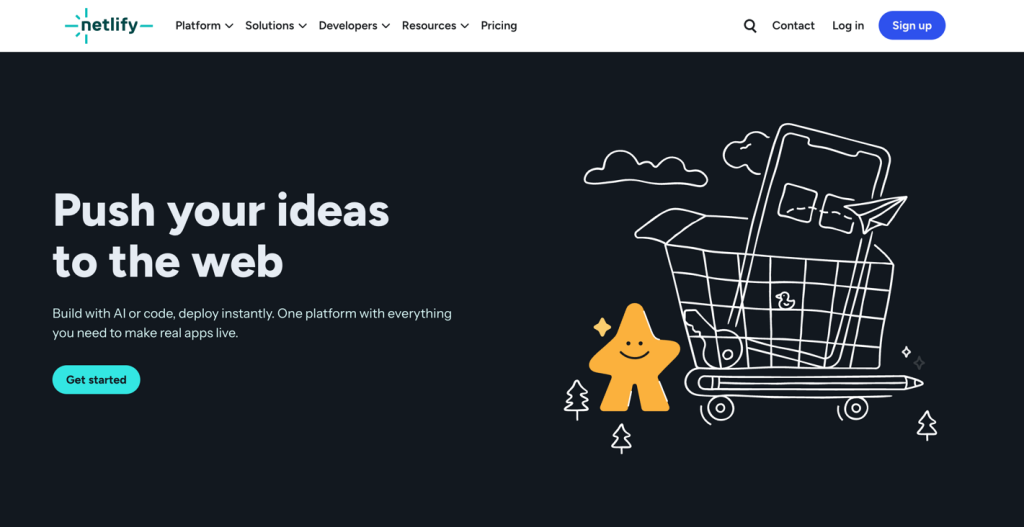 Netlify hero with JAMstack deploy preview and functions