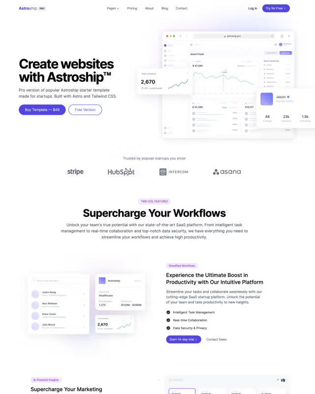 Astroship Pro Template Astroship Pro - Tailwind Astro Template