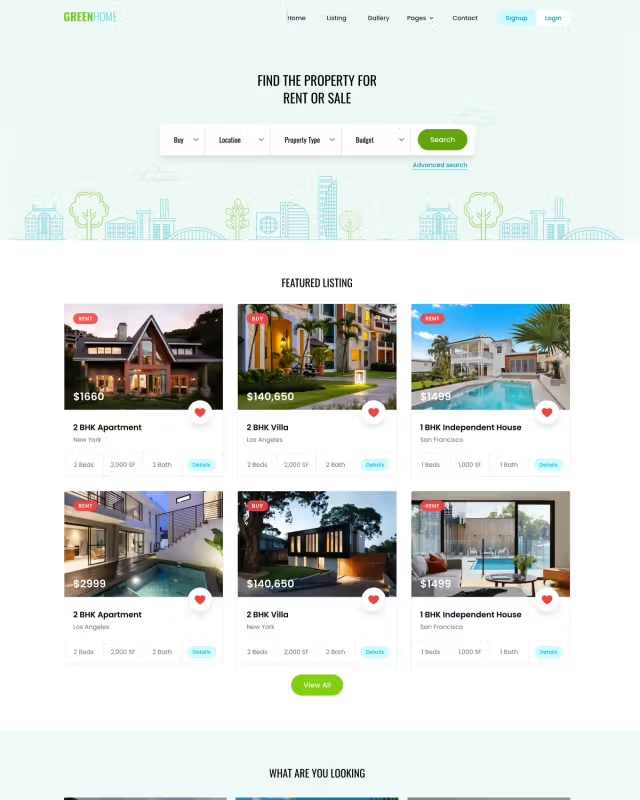 Greenhome Real Estate Template Greenhome Template - Tailwind Next.js Template