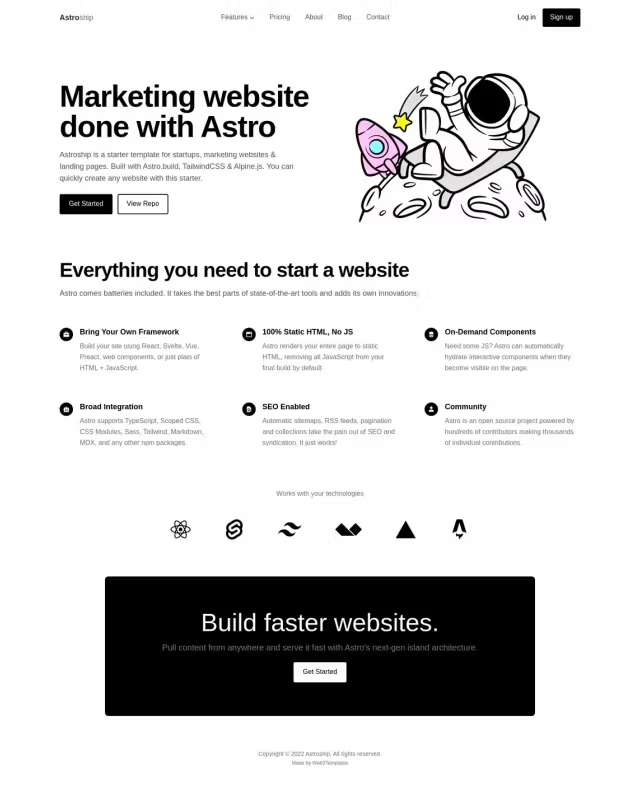 Astroship Template Astroship Template - Tailwind Astro Template